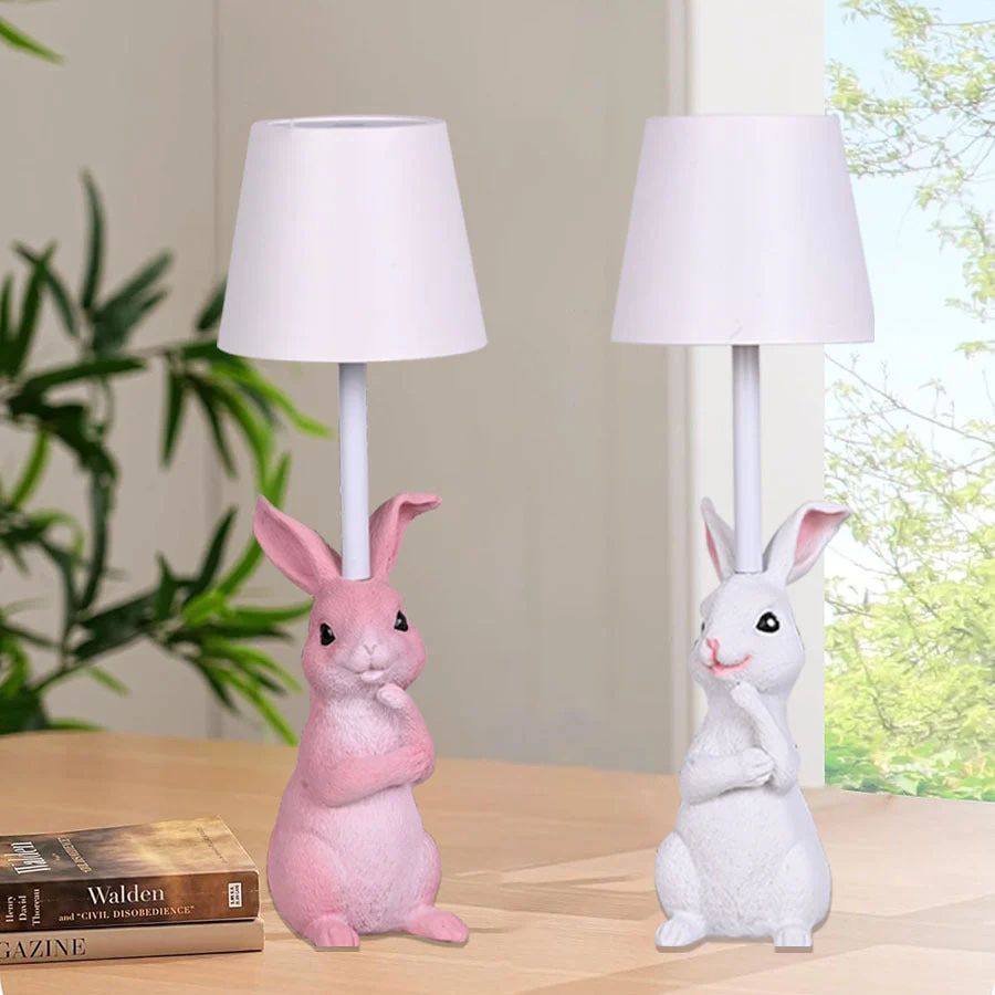 Yellow Bunny Table Lamp with Touch Dimming and USB Rechargeable LED - Image 3
